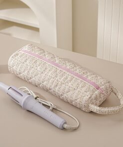 Sac de rangement pour outils de cheveux, étui de voyage portable pour fer à friser, fer plat, sèche-cheveux et outils de coiffure, organiseur matelassé d'accessoires de maquillage, motif floral rose