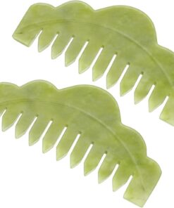 HEMOTON 2 pièces Peigne de Massage Jade Naturel Peigne Doux Anti-statique pour Soins Capillaires et Massage Du Chevelu Outil Portable pour Relaxation et Démêlage des Cheveux
