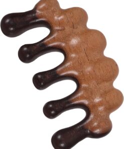 Gatuida Peigne de Massage Outil Naturel Robuste en Bois Foncé Antistatique à Dents Larges pour Massage du Cuir Chevelu et Démêlage Confortable pour Soin Capillaire