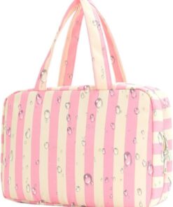 Trousse de toilette rayée Pochette pliable imperméable à 4 compartiments | sac à cosmétiques Pour Armoire Douche Valise Croisière Week-End Organisation Quotidienne