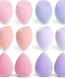 AiQInu 12pcs Eponge Maquillage Fond de Teint, Eponge Fond de Teint, Blender Maquillage, Éponge Maquillage, Éponge de Mélange pour Crème et Poudre Liquides