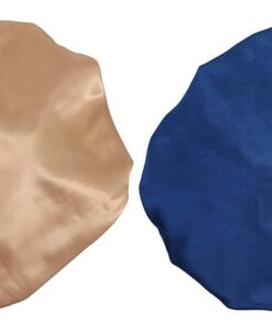 ULTECHNOVO Bonnet de Nuit Double Couche en Satin Lisse Bleu et Doré 2 Pièces Bonnet Sommeil Léger et Respirant pour Soins Capillaires Adapté à Tous Types de Cheveux Maintien Confortable