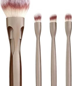 Kit de Pinceaux de 4 En 1 À Poils Synthétiques Portable | Pinceaux Poudre et de Teint Pour Poudre Fard À Joues Et À Paupières Fusion Femmes Adolescentes