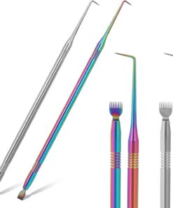 Lot de 2 outils de lifting de cils en acier inoxydable - Séparateur de cils en métal - Brosse à mascara - Séparateur de cils - Accessoire pour extensions de cils