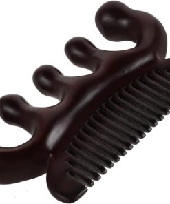 Housoutil Peigne de Massage en Bois de Santal Dents Larges et Boule Ergonomique Accessoire Multi-Usage pour Cuir Chevelu Épaules et Nuque Peigne Antipelliculaire pour Soin Capillaire