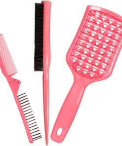 Ciieeo Peigne à Coiffure Pliable en Abs et Nylon, Brosse Douce pour Cheveux Bouclés, pour Voyage, Kit de Soins Capillaires 3 Pièces Pratique et Léger