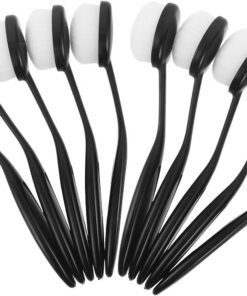 YARNOW Pinceaux de Maquillage Poils Souples en Fibre Artificielle Ensemble de 10 Ovales Noirs Estompage Professionnel, pour Maquillage Quotidien à Domicile