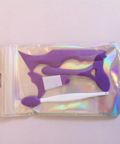 Lot de 4 pochoirs en silicone pour eyeliner ailé multifonctionnel, bouclier de mascara, aide au rouge à lèvres et brosse de nettoyage du nez, réutilisable
