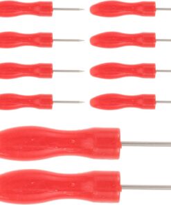 Outil D’ouverture pour Flacons de Colle à Cils 10 Pièces | Pointe en Acier Inoxydable, Manche Plastique Rouge, Usage Précis pour Embout de Bouteille et Salon