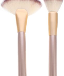 Ciieeo Set de Pinceaux de Maquillage Fan Shaped en Nylon et Bois, Facile à Nettoyer, pour Appliquer Blush et Poudre, Maquillage Professionnel