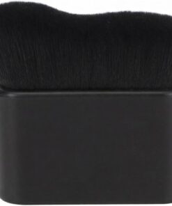 Pinceau de maquillage plat ondulé avec poils doux et denses pour une application lisse de crème solaire et de maquillage corporel, noir