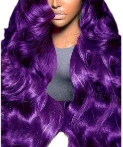 Soins capillaires Perruque Vague Corps Violet Foncé 13x4 Perruques Cheveux Humains Avant Dentelle Transparente Pré cueillies Pour Les Femmes