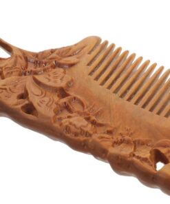 VALICLUD Peigne Fin en Bois de Santal Marron Double Face Sculptée Ergonomique pour Massage Apaisant Cuir Chevelu, pour Voyage et Soins Capillaires Féminins