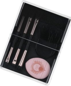 Brosse de maquillage professionnelle à double tête - Pour fard à paupières liquide, anti-cernes - Poudre bronzante - Poudre applicatrice de poudre