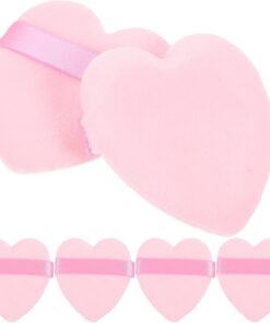 HEMOTON 6 Pièces Éponges à Maquillage de Cœur Rose, Mousse Douce Flocage pour Application Précise de Poudre Cosmétique, Multi-fonction, pour Débutants