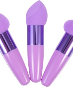 STOBAZA Lot de 3 Pinceaux de Maquillage Stylo Portable Violet Petit Format Éponges Cœur, Outil Multifonction pour Femmes, Usage Professionnel et Quotidien, Accessoires Beauté