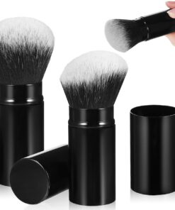 Ciieeo 2 Pièces Set de Pinceaux de Maquillage Rétractables pour Blush Couvercle Protecteur, Portable en Fibre Synthétique et Métal, pour Voyage