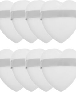 Ciieeo Set de 8 Houppettes à Poudre de Cœur Blanches, Texture Douce en Tissu, Accessoires de Maquillage Portables pour Visage et Corps