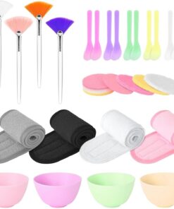 Kit de Fabrication de Couvre-Visage 37 pièces de spatules en silicone | Bol mélangeur en silicone pour masque facial Spa Maison Salon Clinique Gym Yoga Événement Fête Cours Voyage