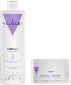 Valquer Laboratorios Pack Shampoing + masque à l'oignon. Réduire la graisse. Stimulant capillaire. Cheveux antioxydant. Purifiant Tous types de cheveux 500 ml + 300 ml