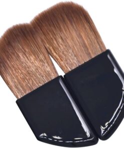 Housoutil Pinceau à Blush Biseauté Portable en Nylon et Plastique, Lot de 2 Pièces, pour Appliquer Crème, Mini Pinceau Maquillage pour Femmes