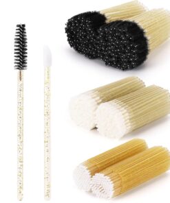 Kit de 600 accessoires d'extension de cils, 200 bobines de mascara jetables, 200 pinceaux à lèvres, 200 micro-écouvillons, pinceaux à cils jaunes, outil applicateur de maquillage
