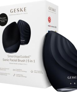 GESKE SmartAppGuided™ Brosse sonique pour le visage 5 en 1 | Brosse de nettoyage électrique vibrante pour le visage | Brosse en silicone souple | Nettoyant visage professionnel | Nettoyant et