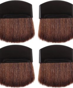Beaupretty Lot de 4 petits pinceaux de maquillage pour fard à joues et poudre de visage - Manche noir - Demi-cercle