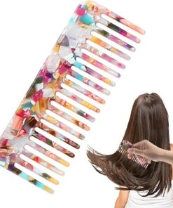 Peigne en écaille de tortue - Outil démêlant antistatique, accessoire de | soins capillaires avec dents lisses, design à dents larges avec prise en main confortable, outil de toilettage durable, peign