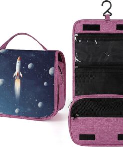 Trousse de toilette Rocket in Space pour homme et femme, crochet de suspension portable, trousse de maquillage, trousse de maquillage pour accessoires, shampooing, conteneur pleine grandeur