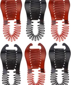 Ciieeo Pinces Banane en Plastique Noir Lot de 6 pour Cheveux Épais Dents Solides Maintien Ferme, Accessoire pour Soins Capillaires Quotidiens