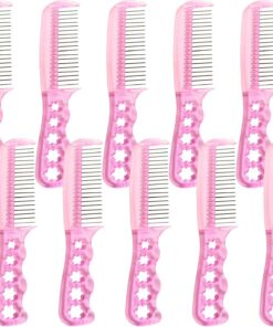Lot de 10 Peignes en Acier Inoxydable à Dents Métalliques Larges, Légers et Ergonomiques, Accessoires de Soins Capillaires pour Perruques et Extensions, Démêlage Délicat