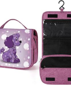 Trousse de toilette pour homme et femme, motif caniche violet, trousse de maquillage portable, trousse de maquillage pour accessoires, shampooing, conteneur pleine grandeur, articles de