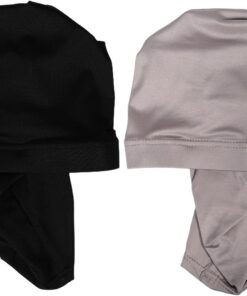 STOBAZA Bonnet de Nuit pour Dreadlocks 2 Pièces Ouvert Respirant Noir et Gris, Maintien Naturel des Tresses, Chapeau Tubulaire pour Cheveux Longs, Soins Capillaires Nocturnes