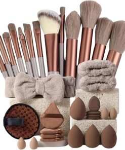 Kit de pinceaux de maquillage multifonction - Outils de beauté professionnels doux - Accessoires de voyage - Avec pinceaux, éponges, recourbe-cils, applicateurs pour un usage quotidien