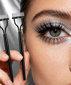 Lot de 2 peignes à cils en métal avec long manche - Outil de toilettage pour maquillage quotidien