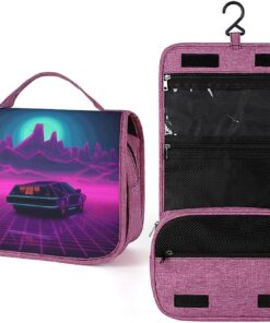 Retrowave Trousse de toilette pour homme et femme, crochet de suspension portable, trousse de maquillage pour accessoires, shampooing, conteneur pleine grandeur, articles de toilette