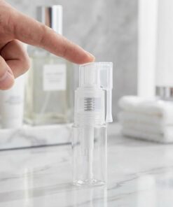 Flacon pulvérisateur en plastique transparent avec buse de verrouillage et outil de maquillage (35 ml - B)