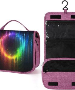 Trousse de toilette arc-en-ciel fluo pour homme et femme, trousse de maquillage portable à crochet de suspension, trousse de maquillage pour accessoires, shampooing, conteneur pleine grandeur