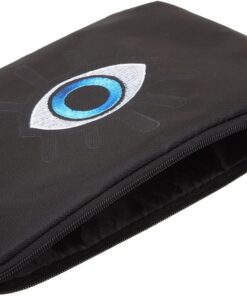 Ciieeo Trousse de Toilette Zippée pour Femme, Motif Œil Maléfique Bleu sur Fond Noir, Paquet de Maquillage Compact et Portable, pour Voyage, Rangement Accessoires Cosmétiques et Outils
