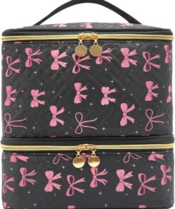 Mallette à Ongles Boîte à outils et porte-maquillage avec nœud noir design | Coffret organiseur pour ongles Pour Soin des Ongles, Coiffure, Salon, , Domicile