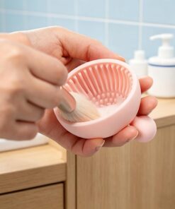 Bol de nettoyage en silicone pour pinceaux de maquillage, multi-texturé, portable, rose, pour pinceaux cosmétiques et éponges de beauté, voyage à la maison, 1 pièce