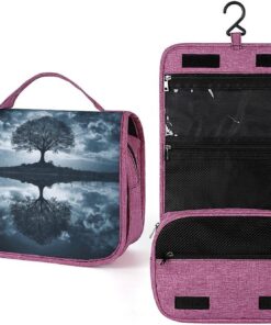 Trousse de toilette réfléchissante pour homme et femme, trousse de maquillage portable à crochet de suspension, trousse de maquillage pour accessoires, shampooing, conteneur pleine grandeur