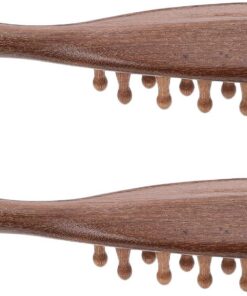 Gatuida Lot de 2 Peignes de Massage en Bois de Santal Naturel Masseur de Cuir Chevelu à Dents Larges Peigne Ovale sans Peinture Motif Baleine Soin Capillaire et Démêlage pour Femmes
