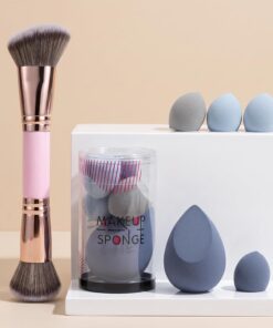 Lot de 6 pinceaux de maquillage pour le visage, double extrémité avec plusieurs tailles d'éponges de beauté, pinceaux synthétiques doux à double tête pour fond de teint, blush, correcteur et contour
