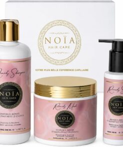NOÏA HAIR – Coffret Prestige REMEDY – Shampoing 500 ml + Masque 500 ml + Sérum 100 ml – Kératine & Biotine – Réparation & Anti-Casse – Cheveux Abîmés & Fragilisés