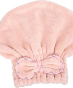 ULTECHNOVO Bonnet de Séchage pour Cheveux Absorbant en Éponge Rose à Nœud pour Soin Capillaire et Nettoyage Facial