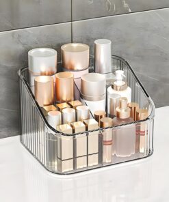 Organiseur de maquillage en acrylique avec séparateurs – Support de rangement réglable pour rouge à lèvres, fard à paupières, poudre, accessoires de bureau, organisateur de coiffeuse