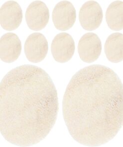 Healvian 12 Pièces Comprimés Nettoyants Loofah Éponge Coussin De Exfoliant Pour La Peau Outil De Soins De La Peau De Toilette Dissolvant De Maquillage Accessoires De Spa Beige