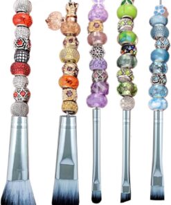 Ensemble de Pinceaux de 5 Pièces Outil Applicateur Portable | Pinceaux De Visage À Perles Pour Débutantes Beauté Femmes de Teint Fard à Paupières Anti-cernes Blush